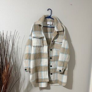 Plaid Button-Up Shacket fashion Nova Size L